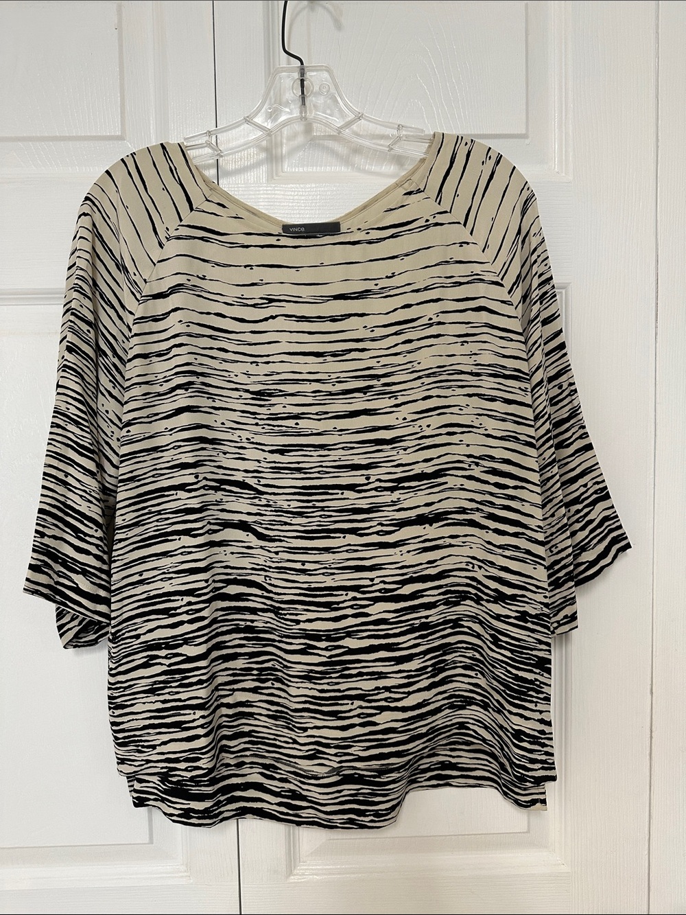 NWOT Vince Black and Cream Abstract Top